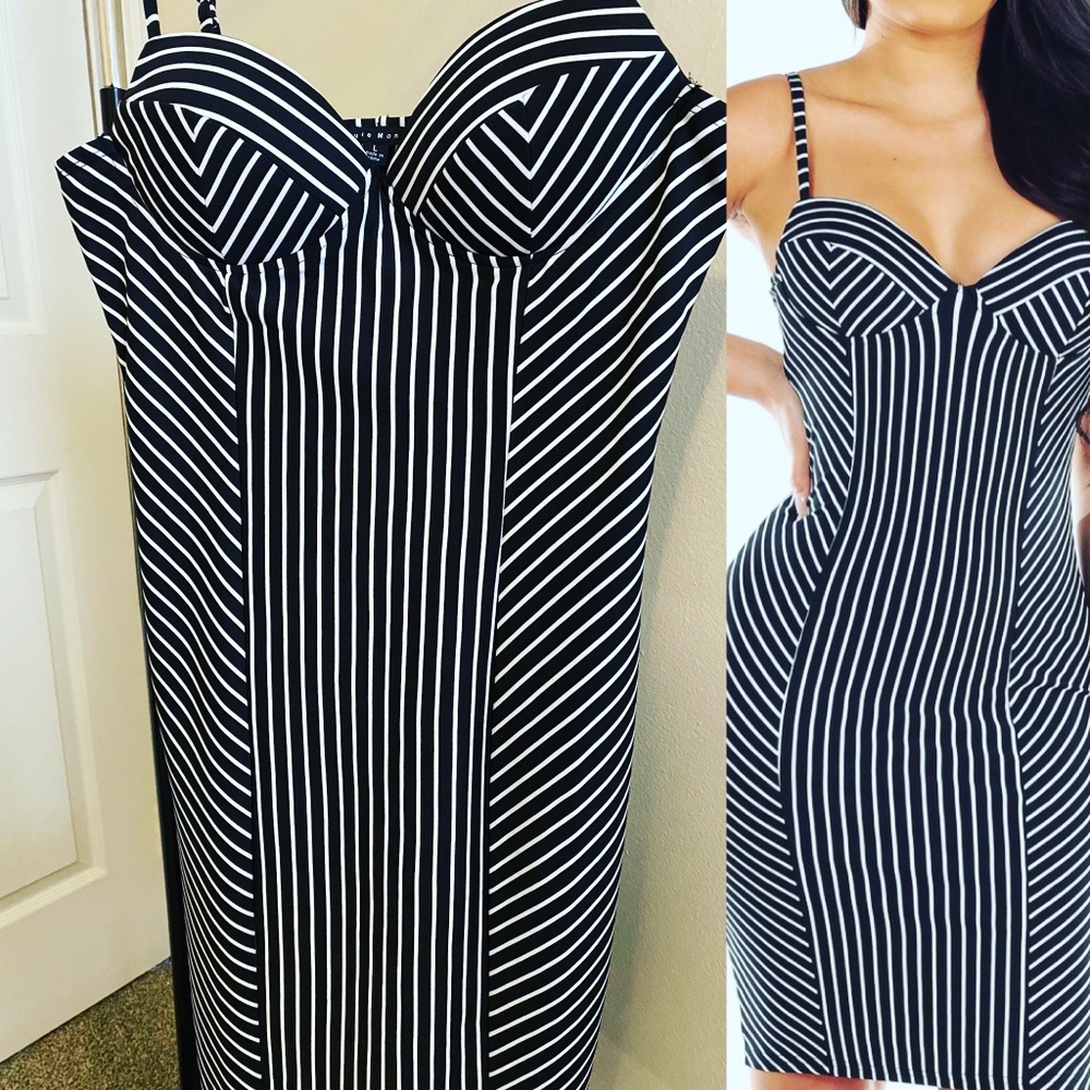 Pinned Striped Bodycon Dress